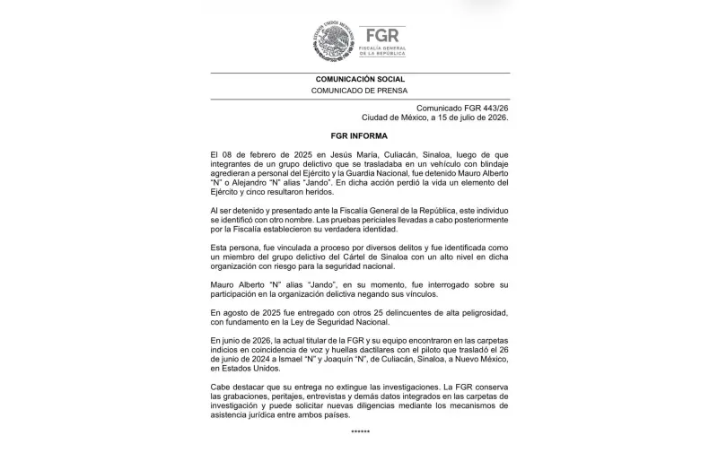FGR entregó a EU a ‘El Jando’ sin saber que era el piloto que trasladó a ‘El Mayo’