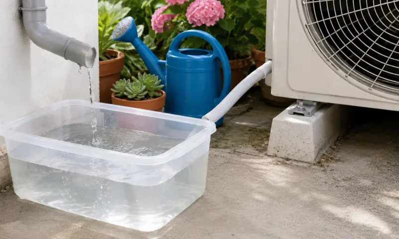 Cómo usar el agua del aire acondicionado para ahorrar en la limpieza del hogar, pero recuerda que carece de nutrientes: por eso debes alternarla con agua del grifo si la usas para el riego constante y no debilitar tus plantas