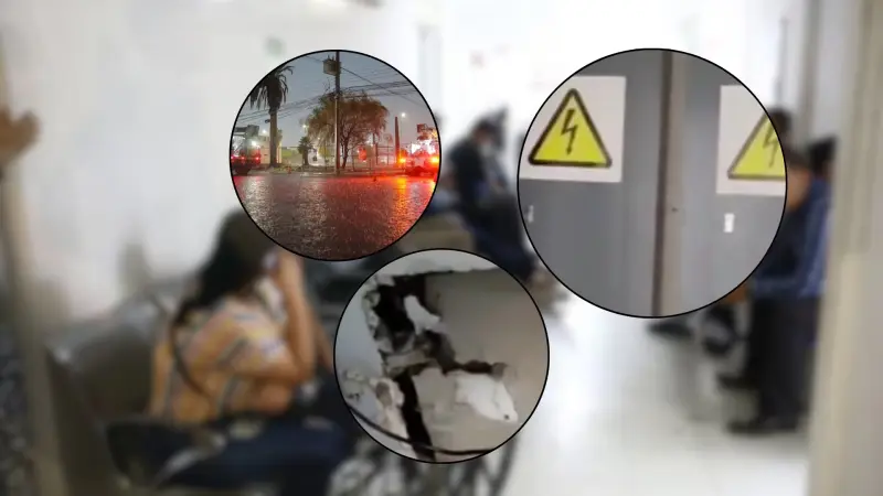 Lluvia provoca filtraciones y alerta por centro de carga en área de Urgencias del ISSSTE en Hermosillo