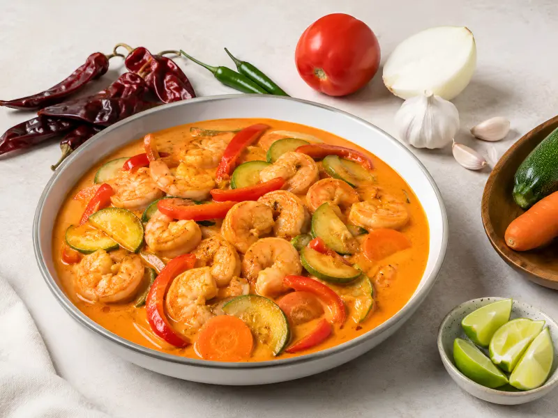 “Curry” de camarón a la mexicana