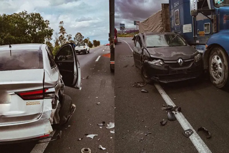 Dos accidentes provocan carga vial en la autopista federal 57 rumbo a Querétaro