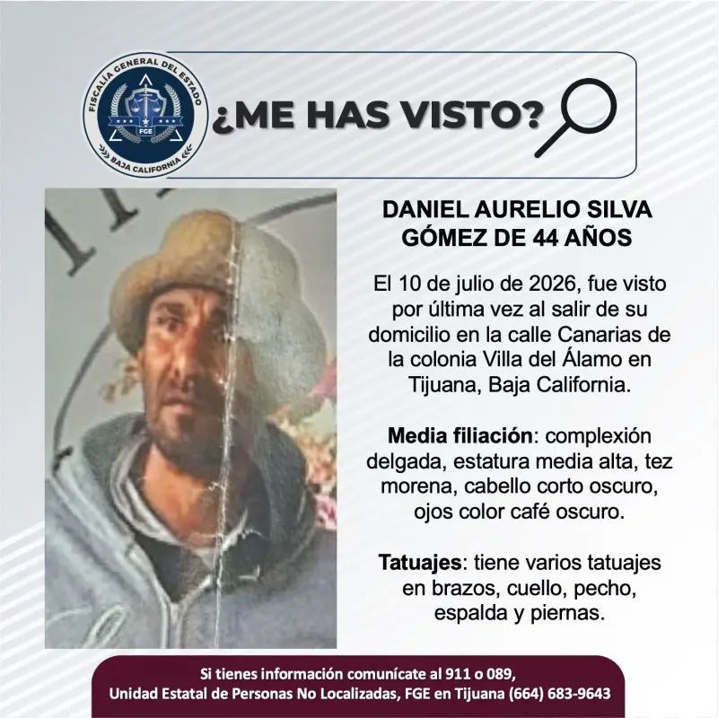 Se busca Daniel Aurelio Silva Gómez de 44 años