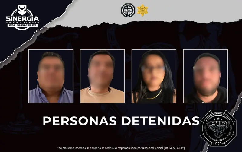 Detienen a 4 personas por presunta usurpación de funciones públicas durante cateo en el Centro Histórico de Querétaro