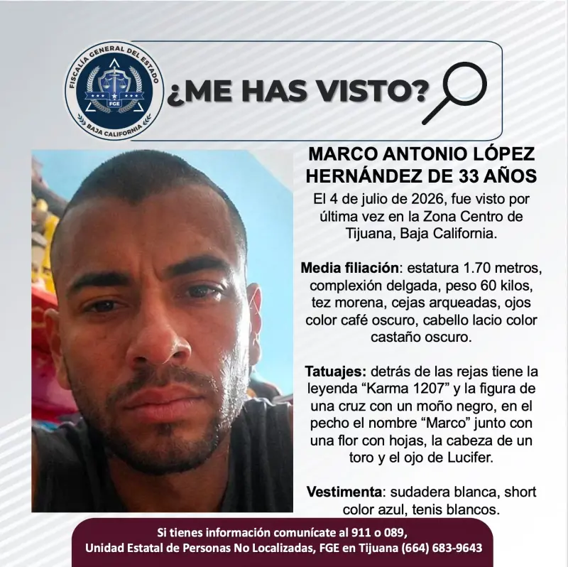 Se busca Marco Antonio López Hernández de 33 años
