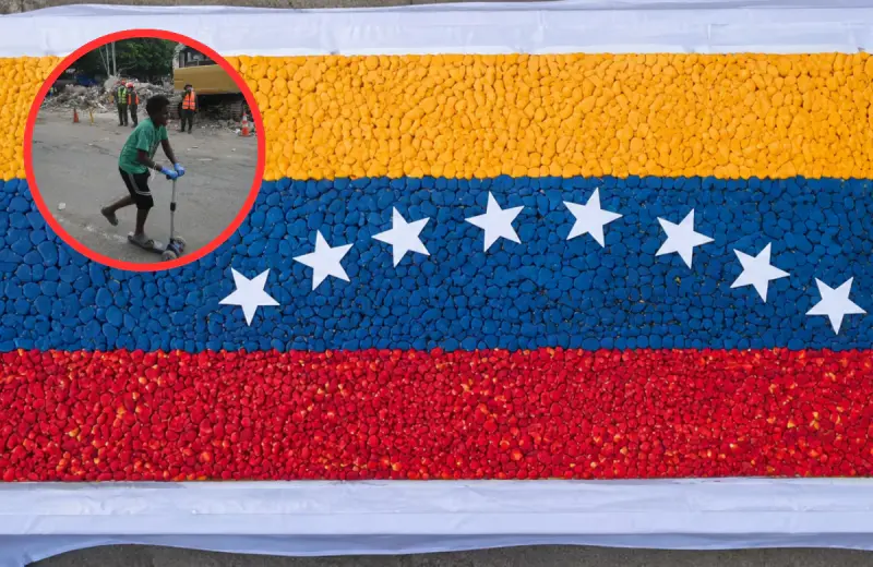 Voluntarios elaboran pastel de 8 metros con los colores de Venezuela para llevar alimento y un momento de alegría a los niños damnificados por los terremotos
