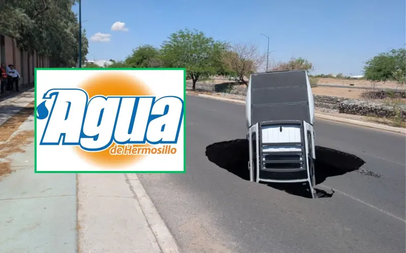 Agua de Hermosillo reparará vehículos afectados por socavón en el Quintero Arce; la tubería tenía más de 50 años