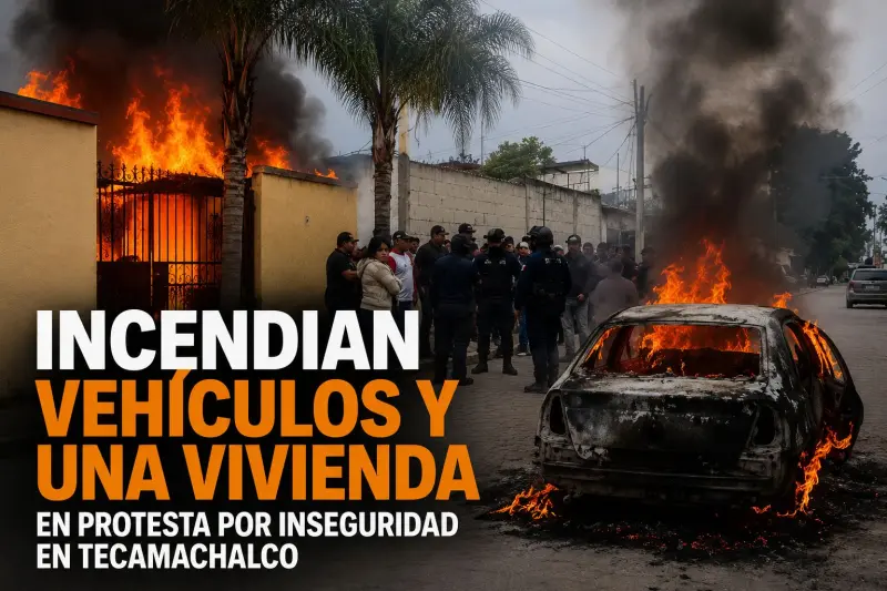 Incendian vehículos y vivienda durante protesta en Tecamachalco