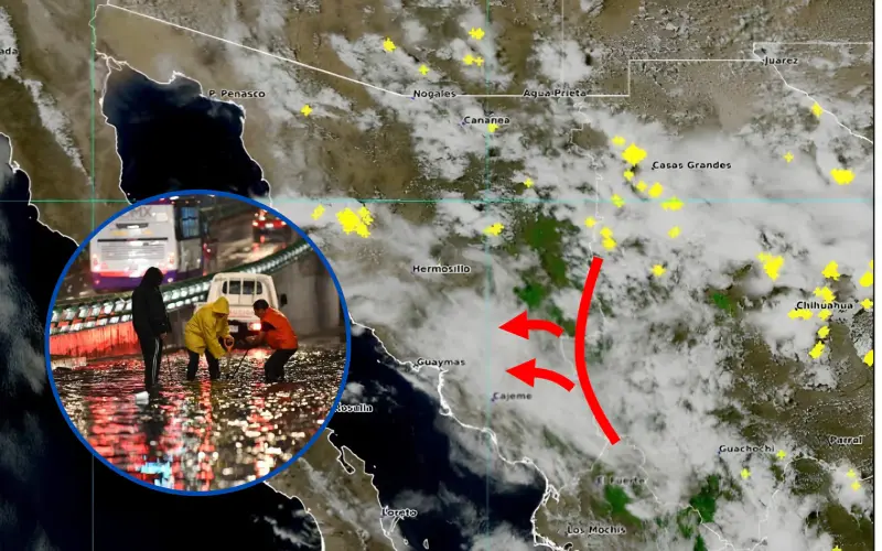 Pronostican lluvias fuertes para Hermosillo y el sur de Sonora en las próximas horas de este martes; alertan por crecimiento de ríos y arroyos
