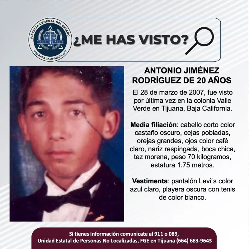 Se busca Antonio Jiménez Rodríguez de 20 años
