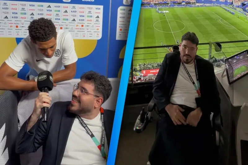 Jude Bellingham y Noni Madueke fueron los únicos jugadores de Inglaterra que atendieron a un reportero venezolano con discapacidad (VIDEO)