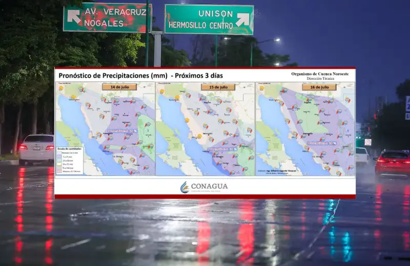 Lluvias en Sonora: el monzón de verano trae altas probabilidades de precipitación esta semana