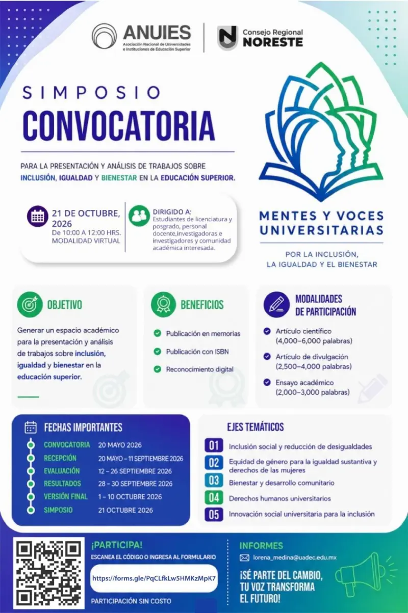 Convoca Universidad Autónoma de Coahuila a enviar trabajos sobre inclusión universitaria