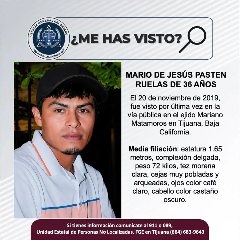 Se busca Mario de Jesús Pasten Ruelas de 36 años