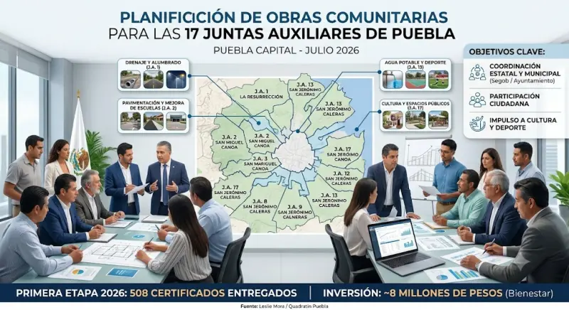 Definirán obras prioritarias para las 17 juntas auxiliares de Puebla