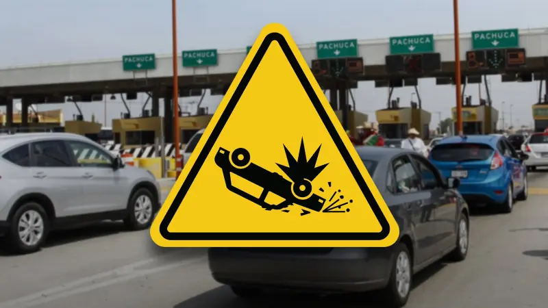 Carambola en la autopista México-Pachuca deja cuatro lesionados; un auto volcó tras el impacto