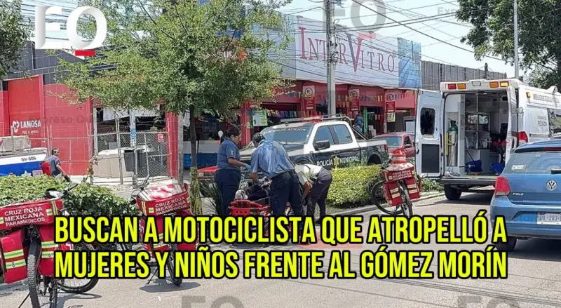 Buscan a motociclista que atropelló a mujeres y niños frente al Gómez Morín