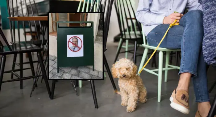 Restaurante pet friendly coloca un letrero para impedir el ingreso de Pedro Sola tras la polémica por sus comentarios sobre maltrato animal