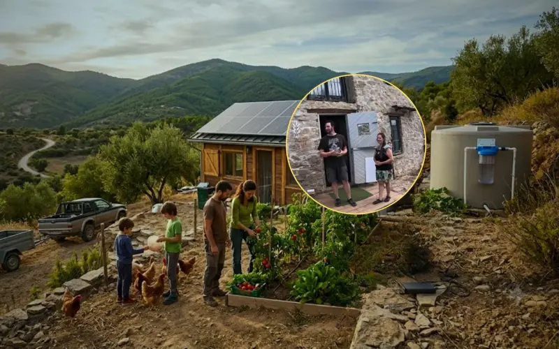 Comprendieron que necesitaban menos recursos materiales para vivir bien durante un paseo por la montaña y decidieron dejar su vida en la ciudad para irse a vivir en medio de la naturaleza; no pagan servicios como agua o luz ni mandan a sus hijos a la escu