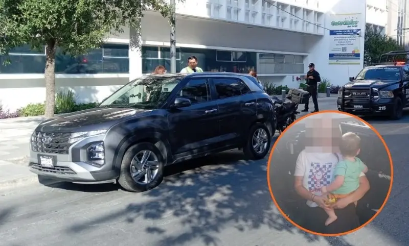 Rescatan policías de Monterrey a bebé encerrado en camioneta