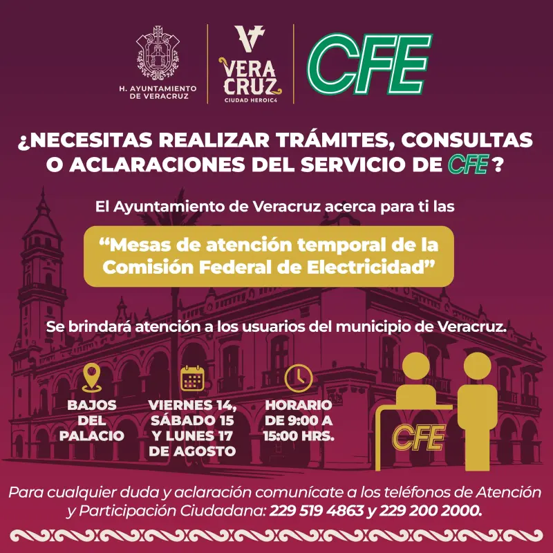 Acerca Ayuntamiento de Veracruz atención de CFE a la ciudadanía