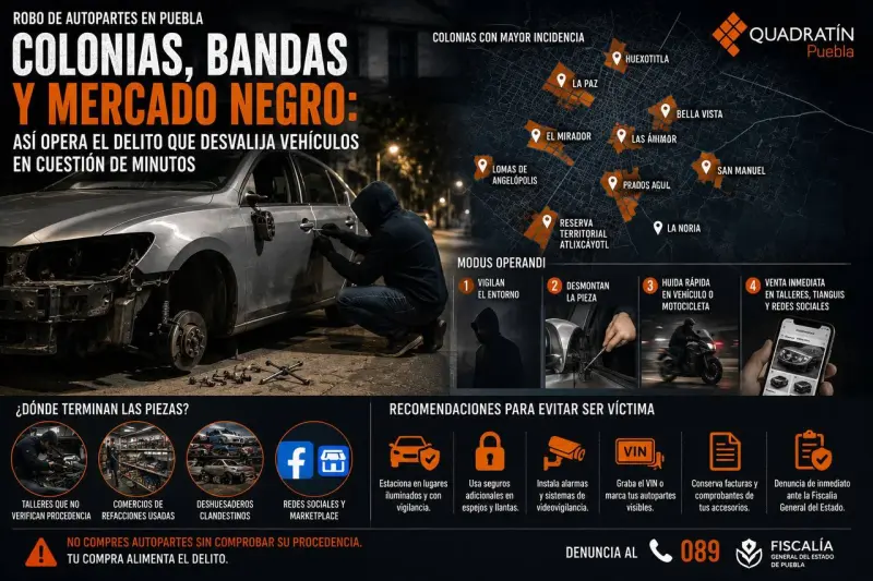 Colonias, bandas y mercado negro: así se mueve el robo de autopartes