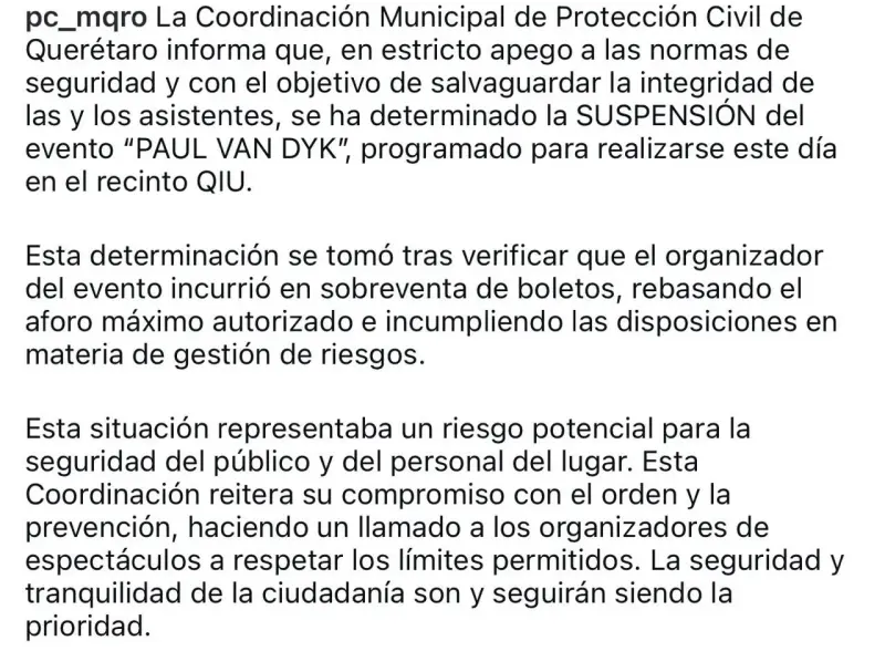 Que siempre no!! Suspenden evento de Paul Van Dyke en Querétaro
