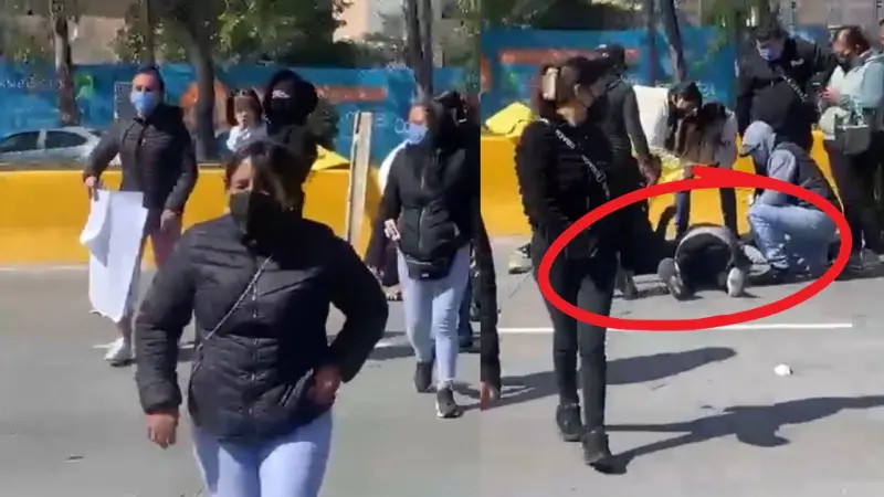 ¡Se salió de control! Motociclista atropella a dos manifestantes y casi es linchado en CDMX
