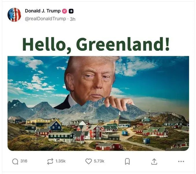 Trump reaviva su interés por Groenlandia con mensaje en redes sociales