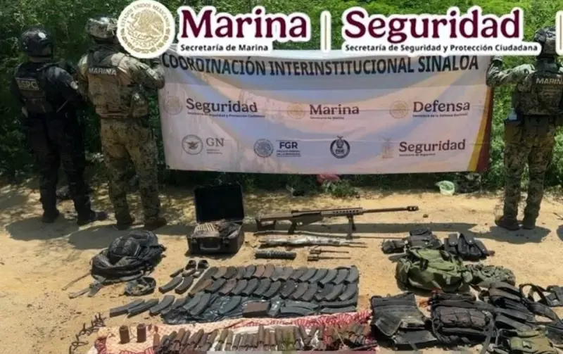 Hallan 49 explosivos y arsenal en Concordia, Sinaloa