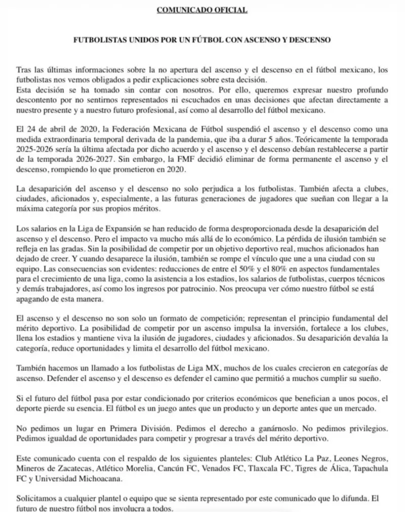 Siguen protestas de futbolistas tras eliminación del ascenso