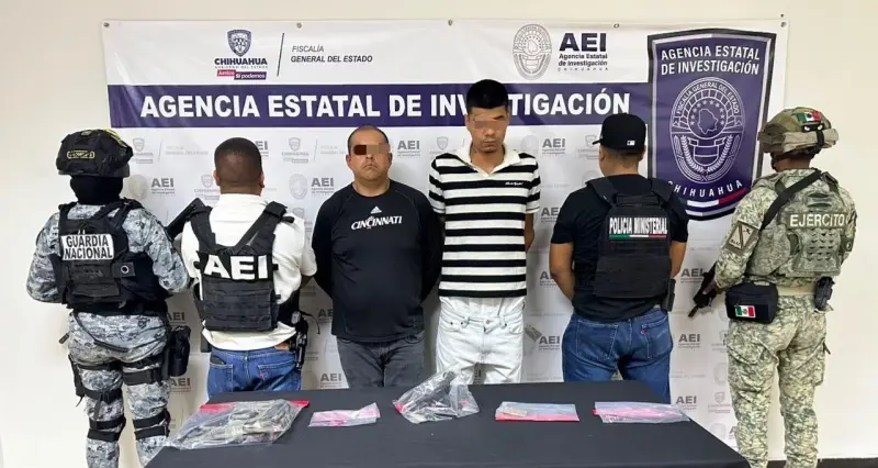 Detiene AEI en flagrancia a 2 hombres con droga y arma