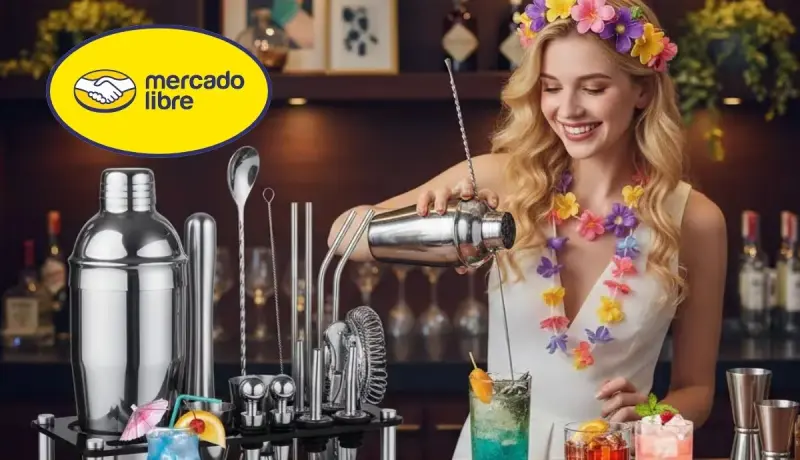 Kit de conctelería profesional con 41 piezas e historias de recetas en español cuenta con descuento del 45% en Mercado Libre