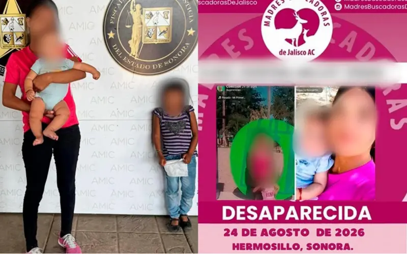 AMIC localiza con vida a una mujer de 22 años y sus hijos, una niña de 5 años y un bebé de 4 meses, reportados como desaparecidos en Hermosillo