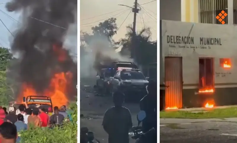 Queman patrullas y delegación en Azucena, Cárdenas; retienen a policías