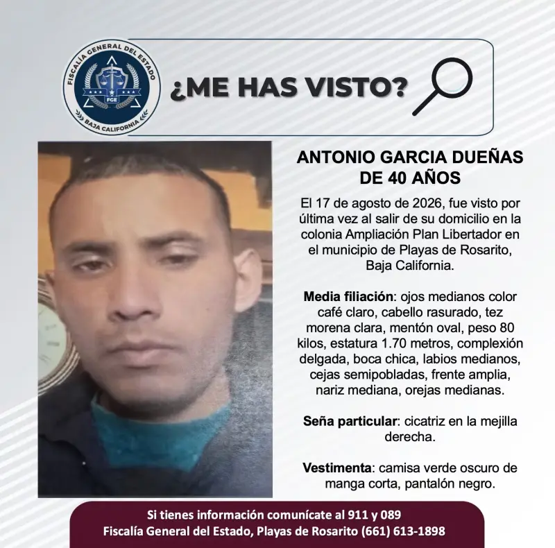 Se busca Antonio Garcia Dueñas de 40 años