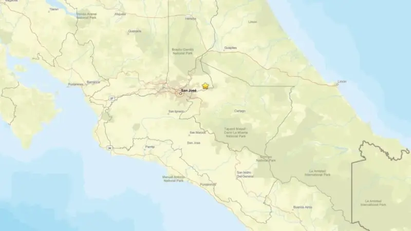 Dos sismos sacuden Costa Rica durante la madrugada