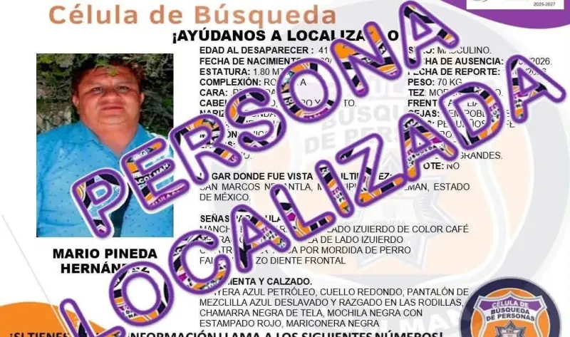 Localizan con vida en Veracruz a mexiquense reportado como desaparecido