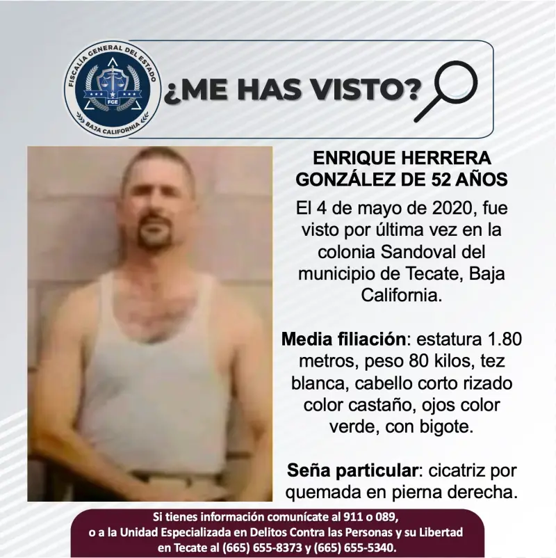 Se busca a Enrique Herrera González de 52 años