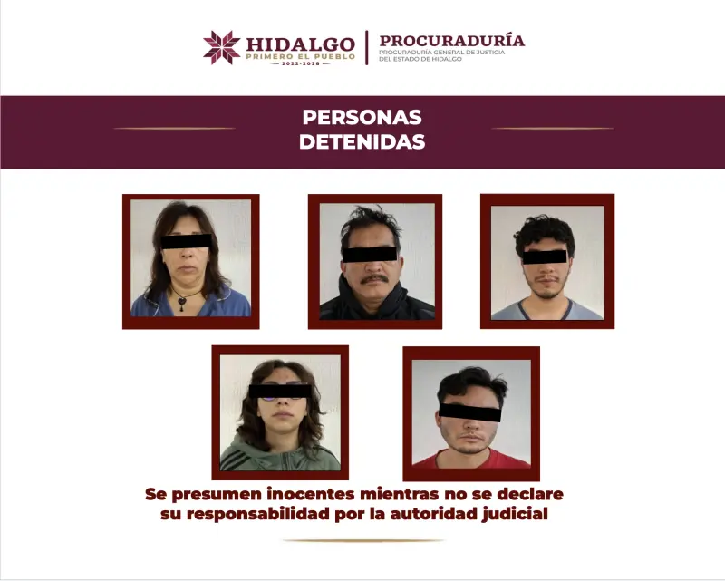 Decomisan drogas y detienen a 5 personas tras cateo en Pachuca