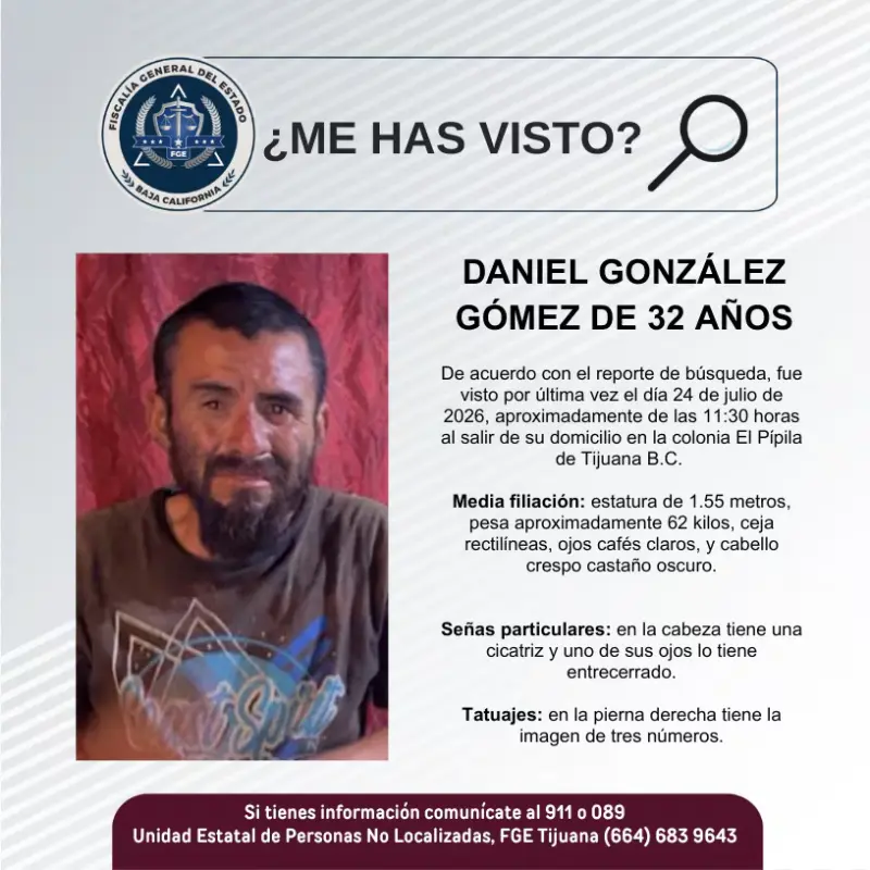 Se busca Daniel González Gómez de 32 años
