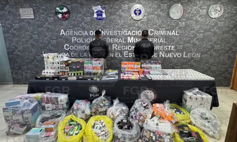 Asegura FGR más de 2 mil vapeadores, un arma y 3 detenidos en NL