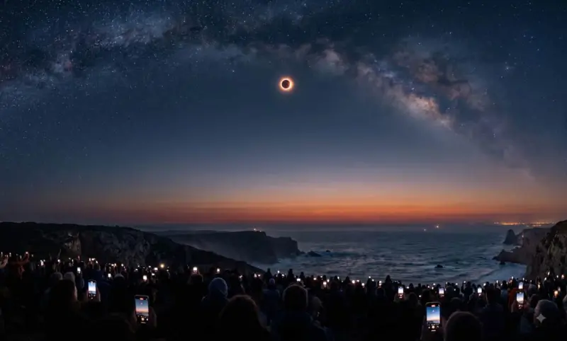 Culmina histórico eclipse solar que oscureció a España durante 7 minutos