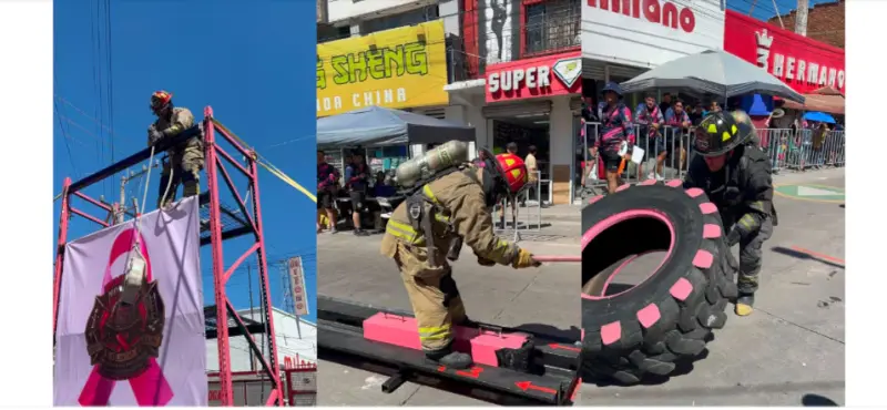 Bomberos de San Luis se suman a competencias en Nogales para apoyar la lucha contra el cáncer de mama