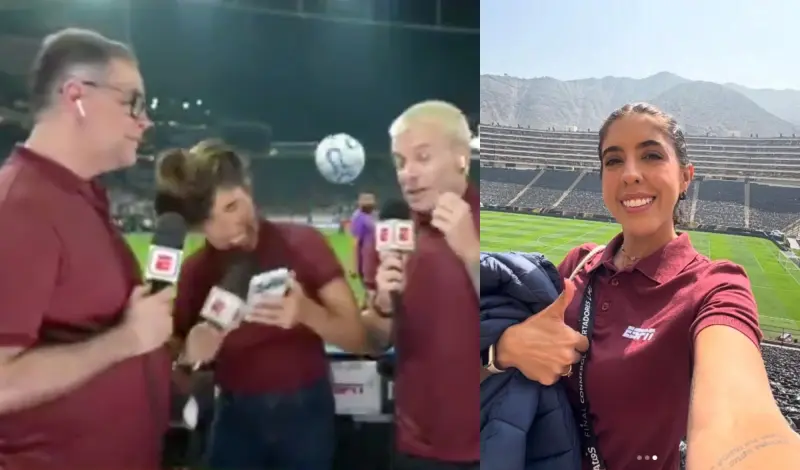 ¡Brutal golpe! Periodista recibe violento balonazo en juego de Copa Libertadores