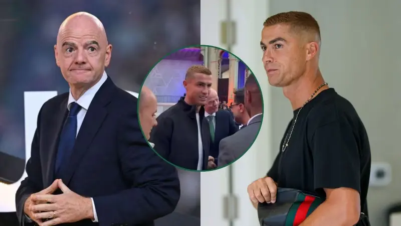 VIDEO: Cristiano Ronaldo pone cara de asco junto a Gianni Infantino y se vuelve viral