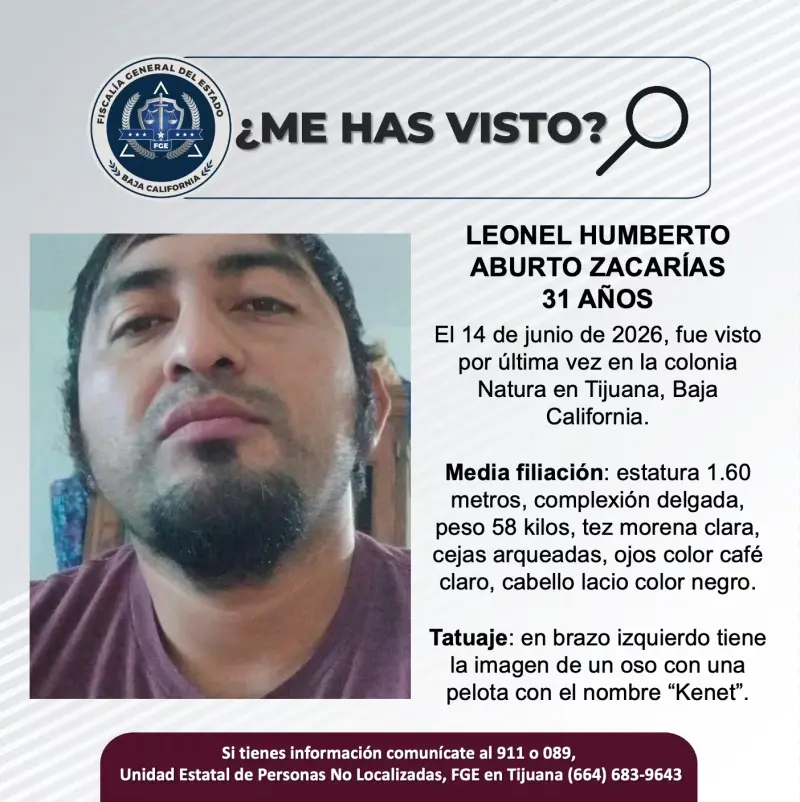 Se busca Leonel Humberto Aburto Zacarías de 31 años