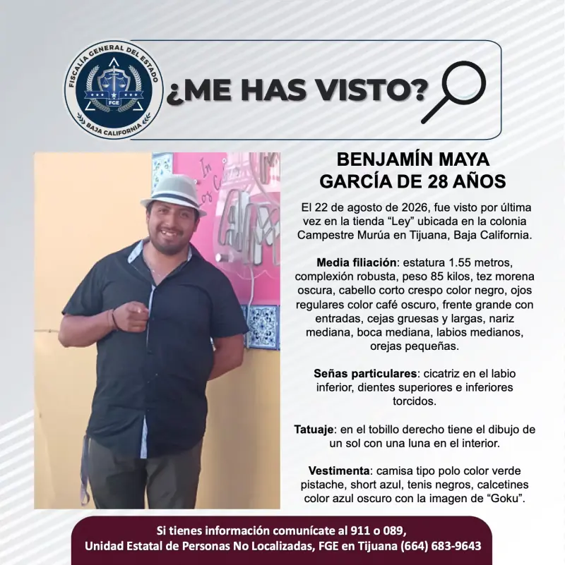 Se busca Benjamín Maya García de 28 años