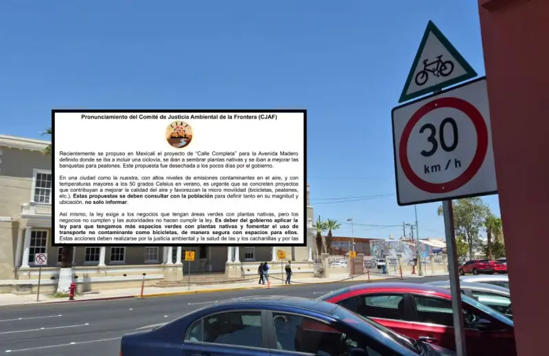 Ambientalistas piden retomar proyecto de Calle Completa en avenida Madero ante contaminación y calor extremo en Mexicali