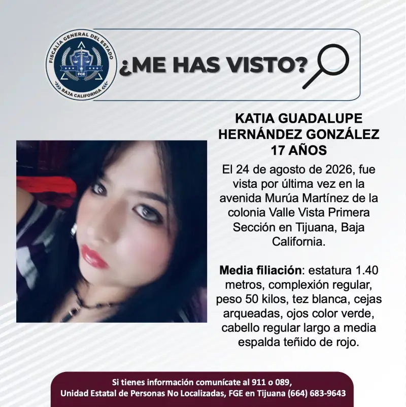 Se busca Katia Guadalupe Hernández González de 17 años