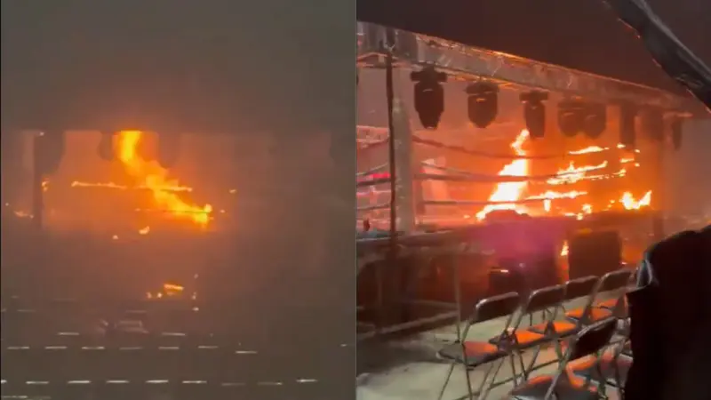 VIDEO: Así terminó incendiado el ring de “Noche Suprema” tras irrupción armada en Sonora